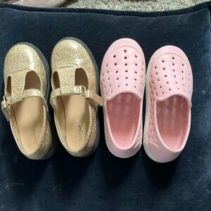 Gold Glitter and Pink Kids Shoes Set
